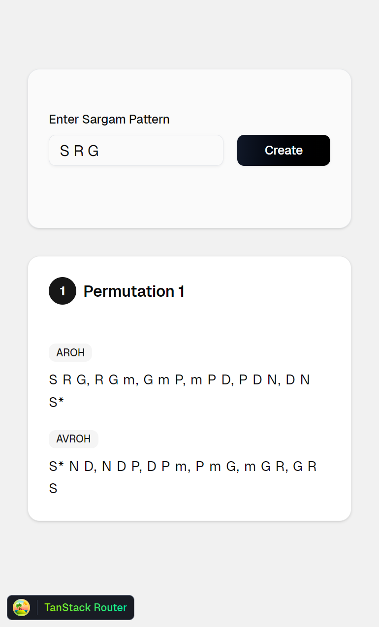 Sargams Generator demo
